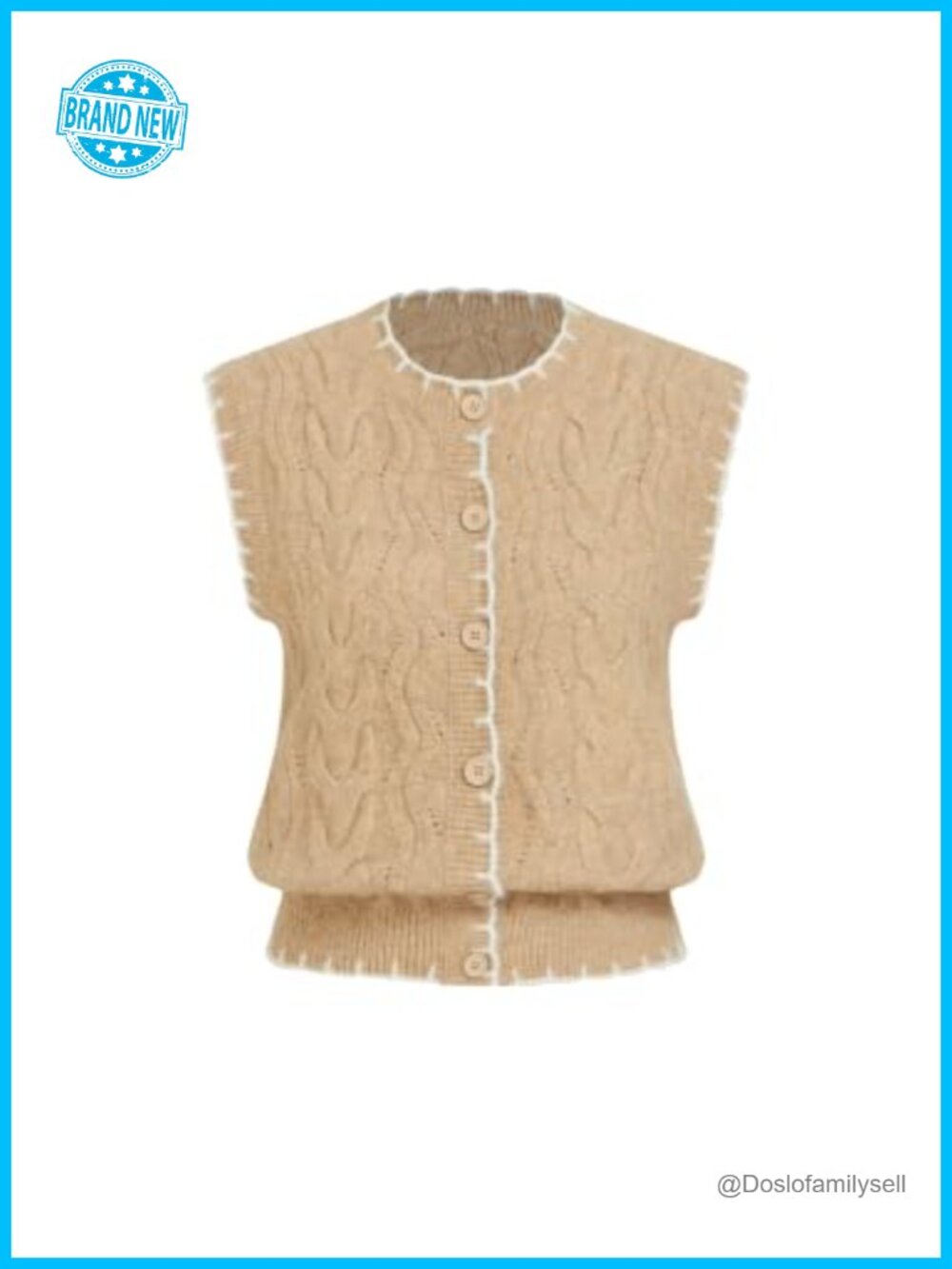 CIDER Cable Knit Sweater Vest Women Button Down Cropped Cardigan Wool Blend